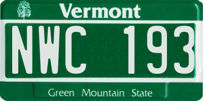 VT license plate NWC193