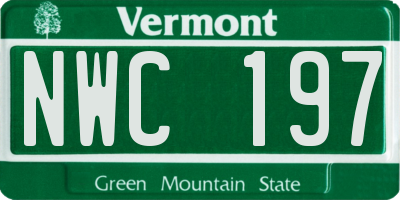 VT license plate NWC197
