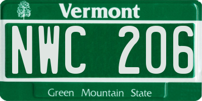 VT license plate NWC206