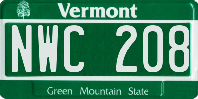 VT license plate NWC208