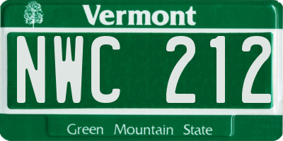 VT license plate NWC212