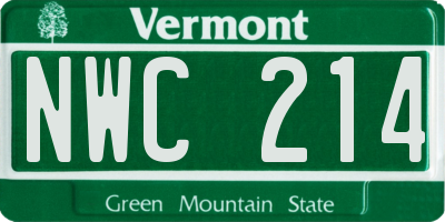 VT license plate NWC214
