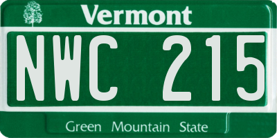 VT license plate NWC215