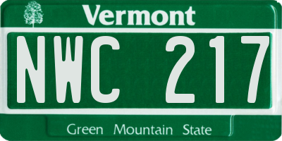 VT license plate NWC217