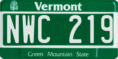 VT license plate NWC219