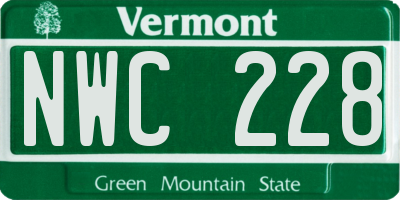 VT license plate NWC228
