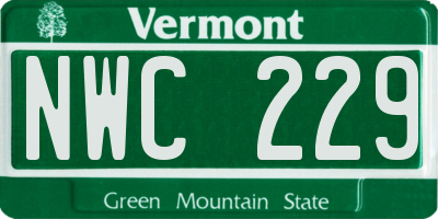 VT license plate NWC229