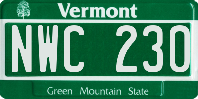 VT license plate NWC230