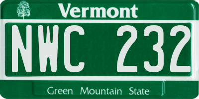 VT license plate NWC232