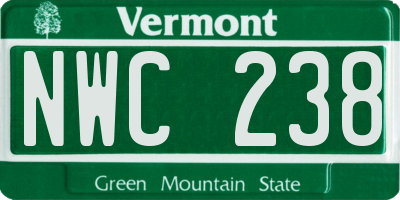 VT license plate NWC238