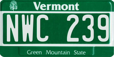 VT license plate NWC239