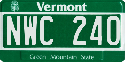 VT license plate NWC240