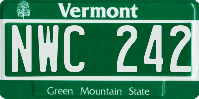 VT license plate NWC242