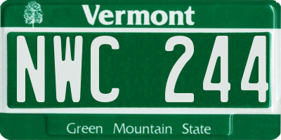VT license plate NWC244