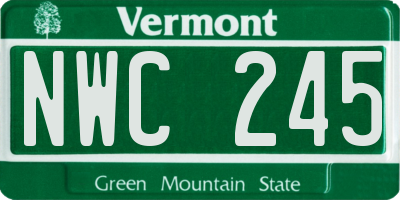 VT license plate NWC245