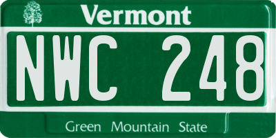 VT license plate NWC248