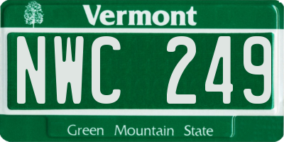 VT license plate NWC249