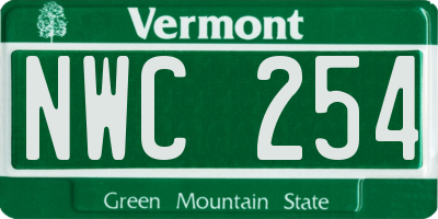 VT license plate NWC254