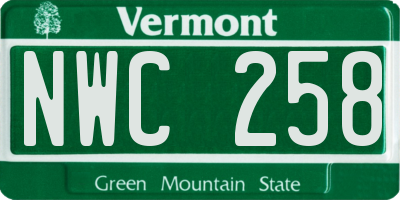 VT license plate NWC258