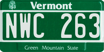 VT license plate NWC263