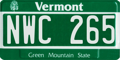 VT license plate NWC265