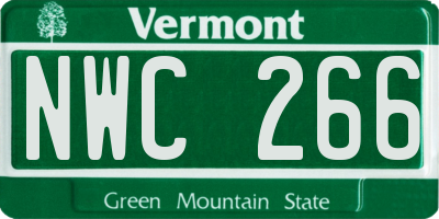 VT license plate NWC266