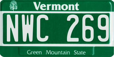 VT license plate NWC269