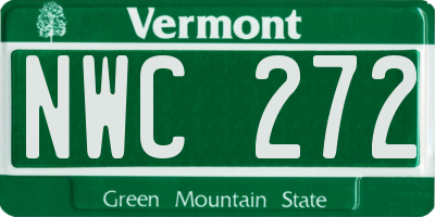 VT license plate NWC272