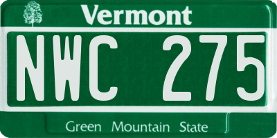 VT license plate NWC275