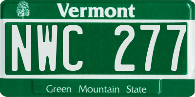 VT license plate NWC277