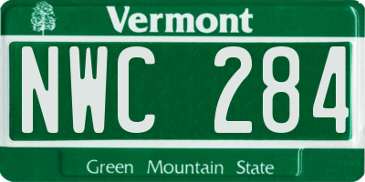 VT license plate NWC284