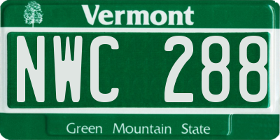 VT license plate NWC288