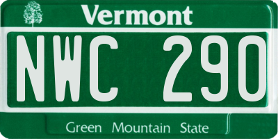VT license plate NWC290