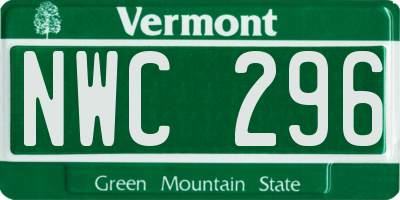 VT license plate NWC296