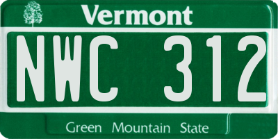 VT license plate NWC312