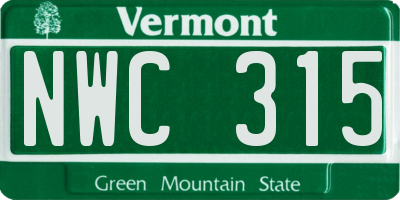 VT license plate NWC315