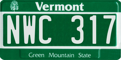 VT license plate NWC317
