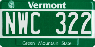 VT license plate NWC322