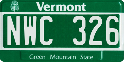 VT license plate NWC326