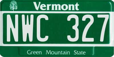 VT license plate NWC327