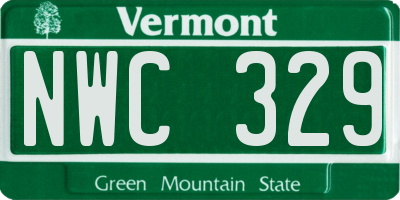 VT license plate NWC329