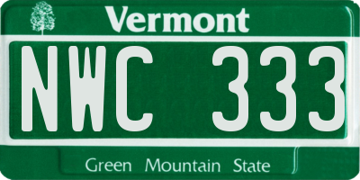 VT license plate NWC333