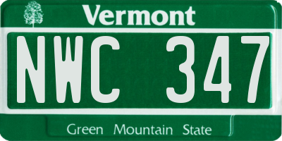VT license plate NWC347
