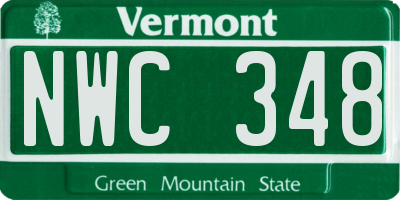 VT license plate NWC348