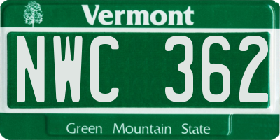 VT license plate NWC362