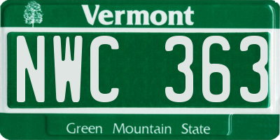VT license plate NWC363