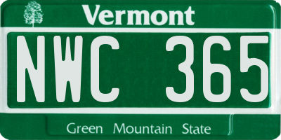 VT license plate NWC365