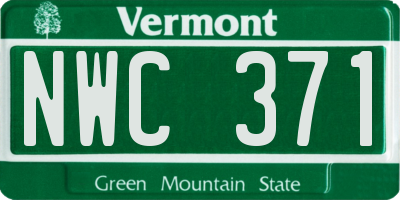 VT license plate NWC371