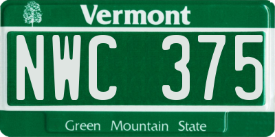 VT license plate NWC375