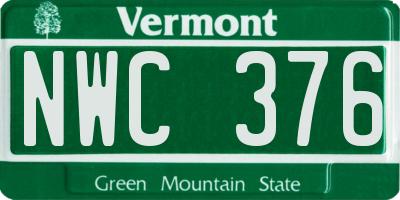 VT license plate NWC376
